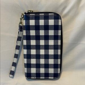 NWOT Blue and White Checkered Wristlet Wallet